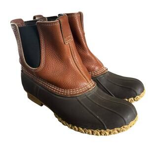 LL Bean Mens Chelsea Duck Boots Size 9M Waterproof Tumbled Leather All Weather